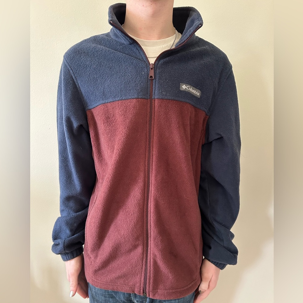 Columbia Men’s Blue And Red Full Zip Fleece Jacket Size M